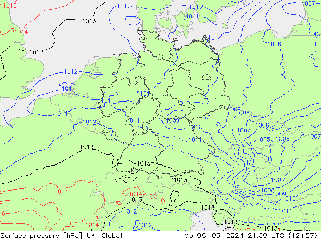 Presión superficial UK-Global lun 06.05.2024 21 UTC