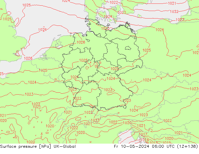 Surface pressure UK-Global Fr 10.05.2024 06 UTC