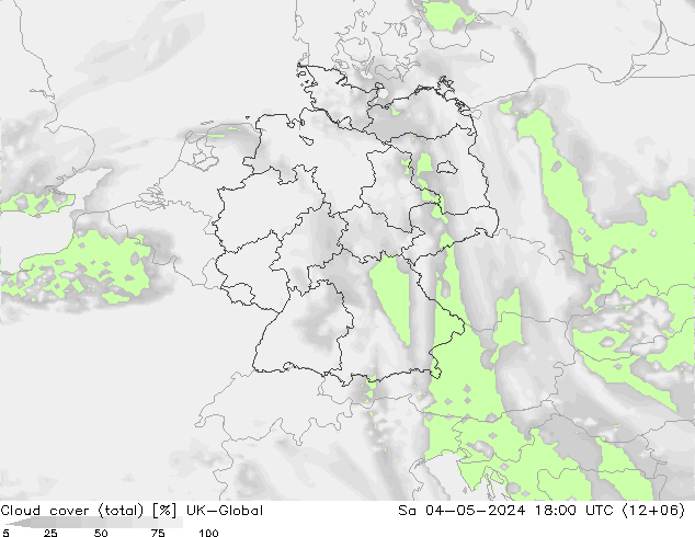 Nubes (total) UK-Global sáb 04.05.2024 18 UTC