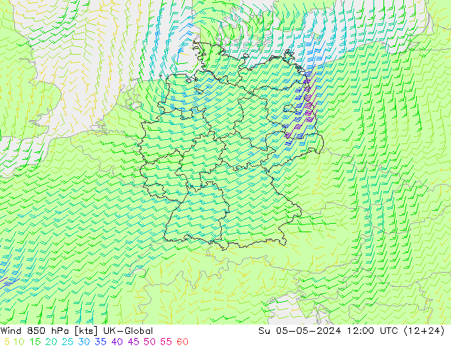 风 850 hPa UK-Global 星期日 05.05.2024 12 UTC