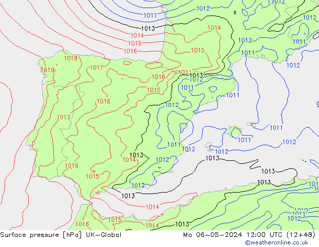 pression de l'air UK-Global lun 06.05.2024 12 UTC