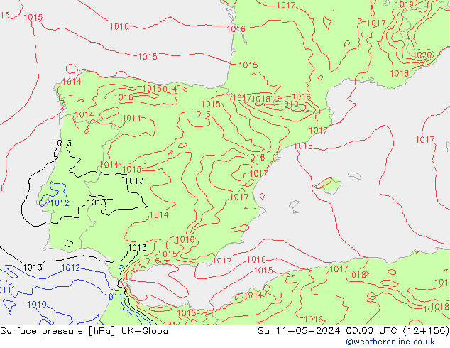 приземное давление UK-Global сб 11.05.2024 00 UTC