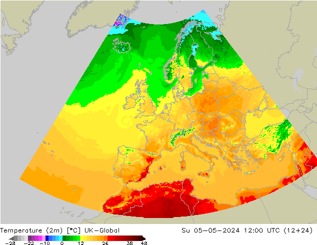 Temperature (2m) UK-Global Ne 05.05.2024 12 UTC