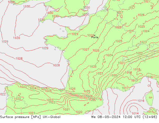 приземное давление UK-Global ср 08.05.2024 12 UTC