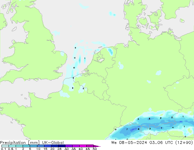 Neerslag UK-Global wo 08.05.2024 06 UTC