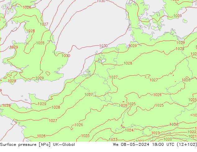Yer basıncı UK-Global Çar 08.05.2024 18 UTC