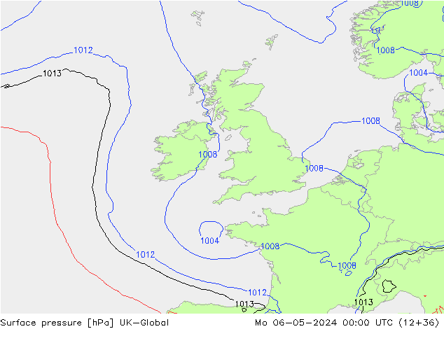 Pressione al suolo UK-Global lun 06.05.2024 00 UTC