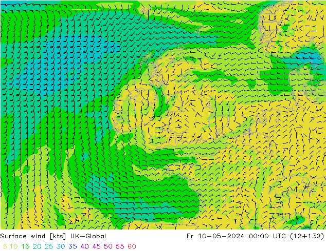 Surface wind UK-Global Fr 10.05.2024 00 UTC
