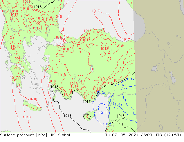 Pressione al suolo UK-Global mar 07.05.2024 03 UTC