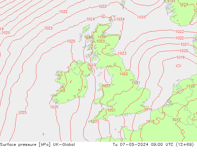 pression de l'air UK-Global mar 07.05.2024 09 UTC