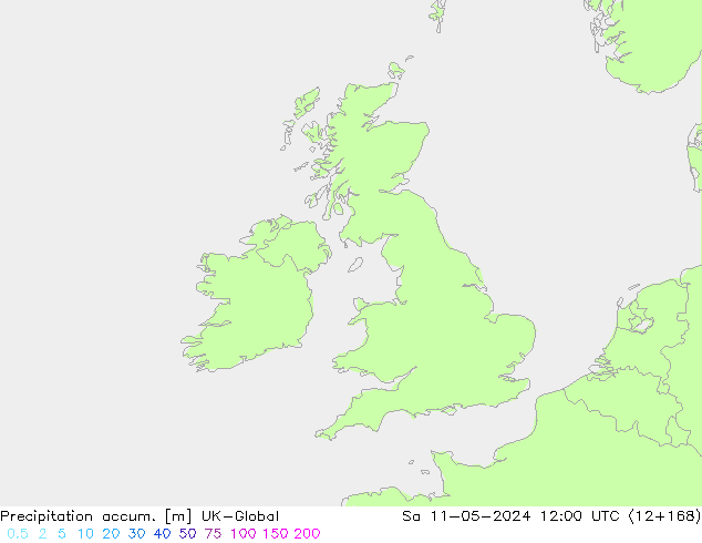 Precipitation accum. UK-Global Sa 11.05.2024 12 UTC