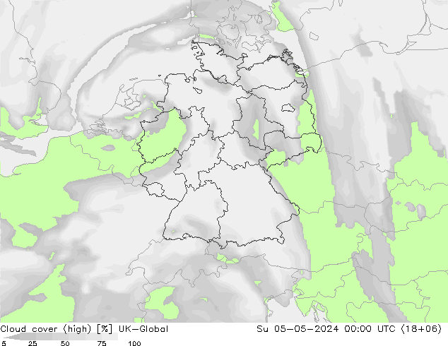 Cloud cover (high) UK-Global Su 05.05.2024 00 UTC