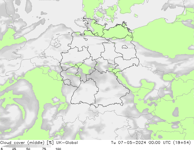 Nuages (moyen) UK-Global mar 07.05.2024 00 UTC