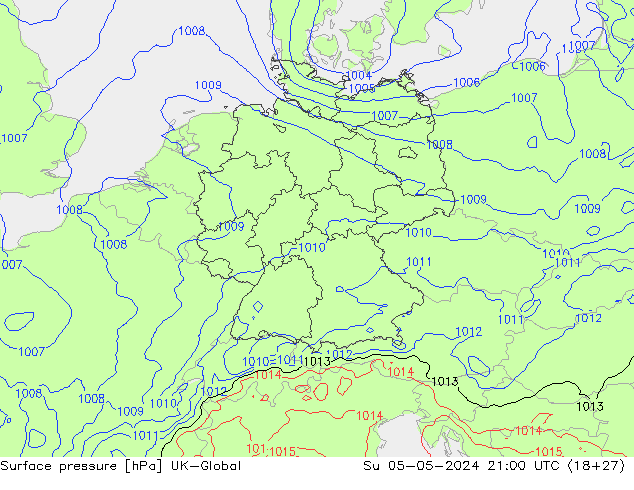 Surface pressure UK-Global Su 05.05.2024 21 UTC