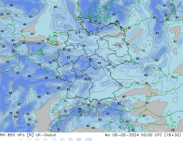 RH 850 hPa UK-Global Mo 06.05.2024 00 UTC