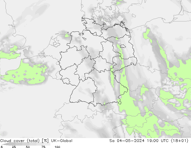 Nubes (total) UK-Global sáb 04.05.2024 19 UTC
