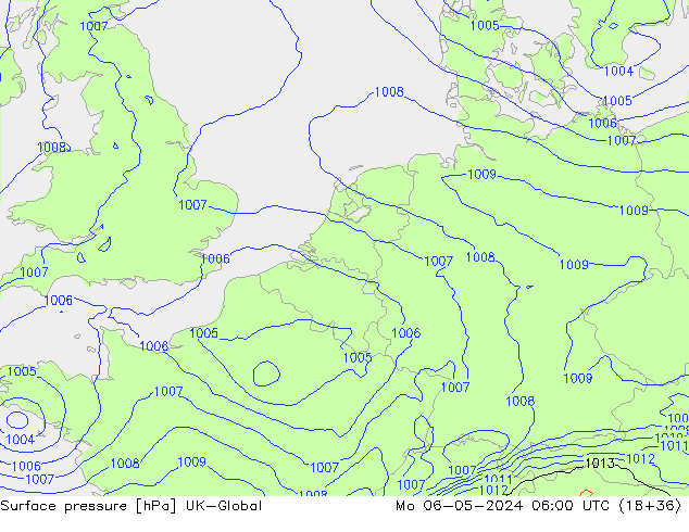 Luchtdruk (Grond) UK-Global ma 06.05.2024 06 UTC