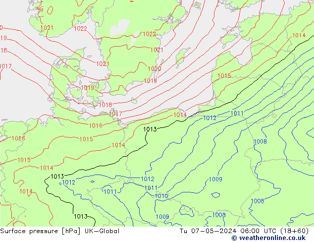 Luchtdruk (Grond) UK-Global di 07.05.2024 06 UTC