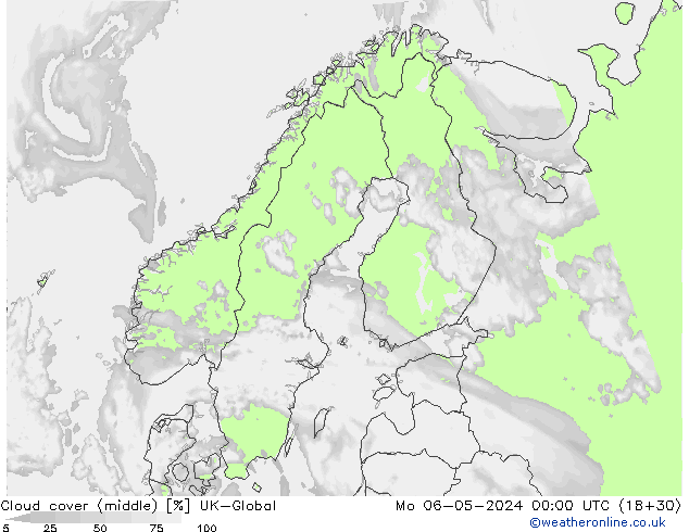 zachmurzenie (środk.) UK-Global pon. 06.05.2024 00 UTC