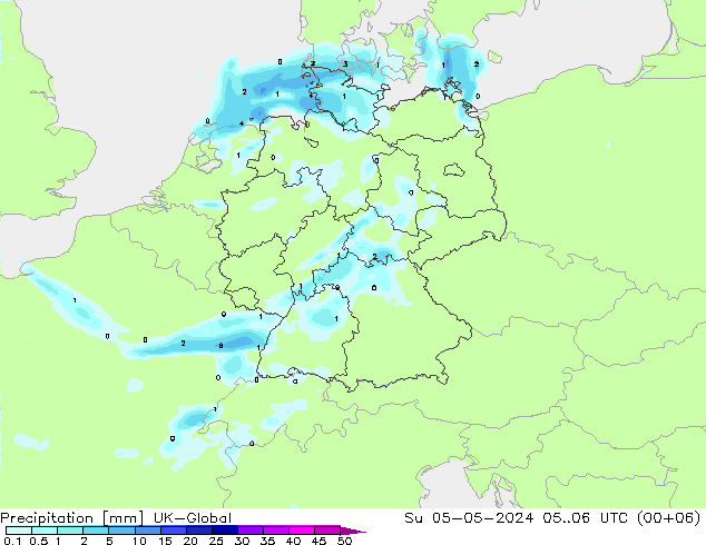 Precipitation UK-Global Su 05.05.2024 06 UTC