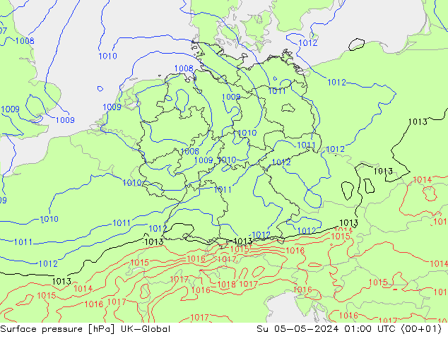 地面气压 UK-Global 星期日 05.05.2024 01 UTC