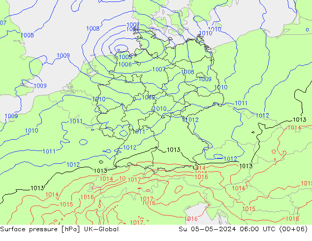 地面气压 UK-Global 星期日 05.05.2024 06 UTC