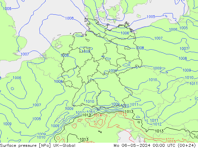 地面气压 UK-Global 星期一 06.05.2024 00 UTC