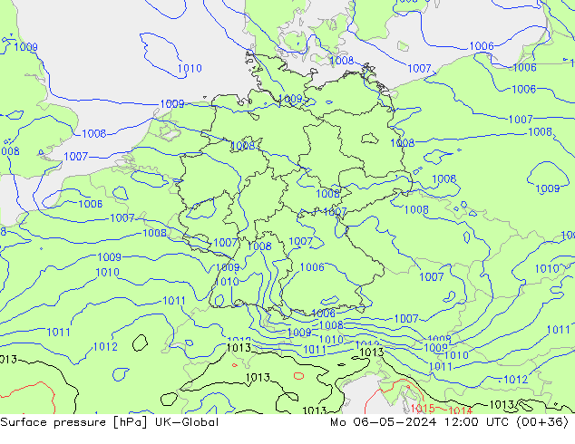 Surface pressure UK-Global Mo 06.05.2024 12 UTC