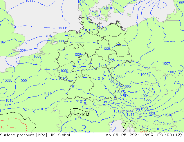 Surface pressure UK-Global Mo 06.05.2024 18 UTC