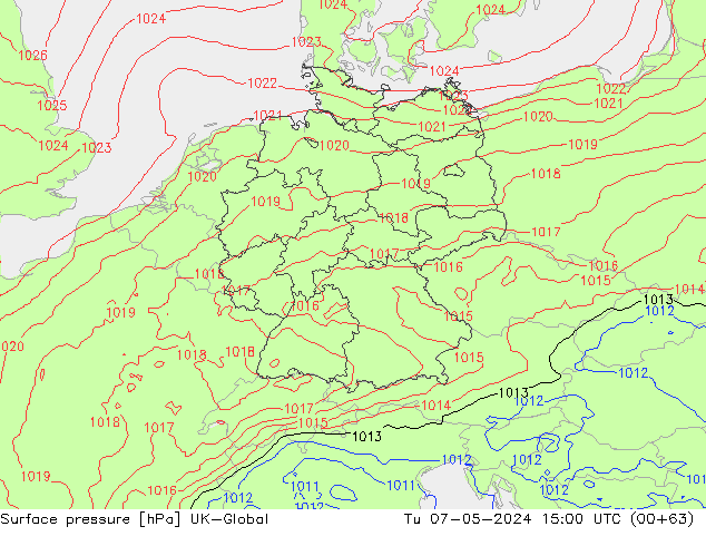 Presión superficial UK-Global mar 07.05.2024 15 UTC
