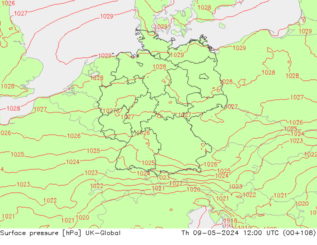 приземное давление UK-Global чт 09.05.2024 12 UTC