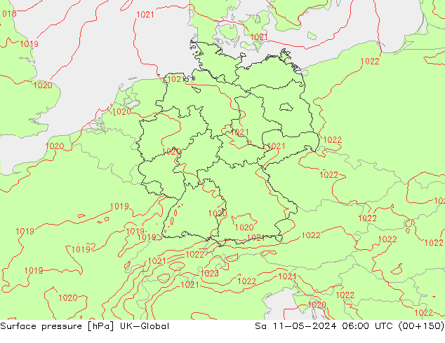 Surface pressure UK-Global Sa 11.05.2024 06 UTC