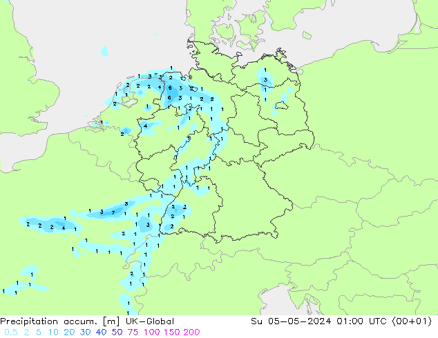 Precipitación acum. UK-Global dom 05.05.2024 01 UTC