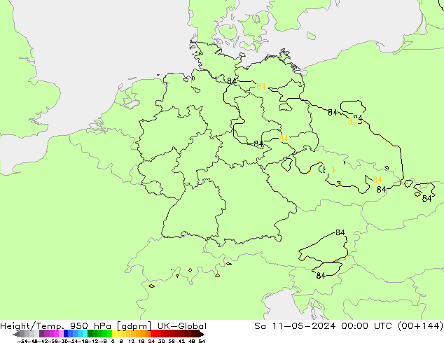 Height/Temp. 950 hPa UK-Global So 11.05.2024 00 UTC