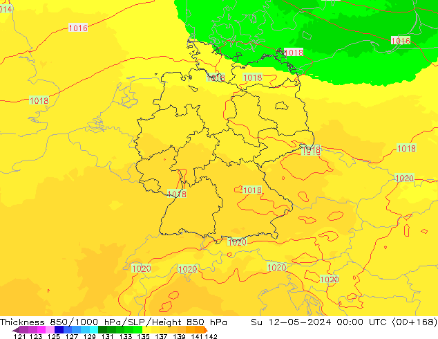 Thck 850-1000 hPa UK-Global Ne 12.05.2024 00 UTC