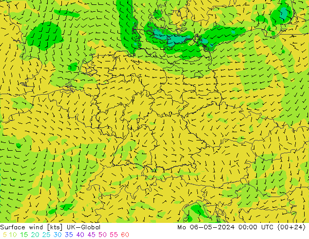 风 10 米 UK-Global 星期一 06.05.2024 00 UTC