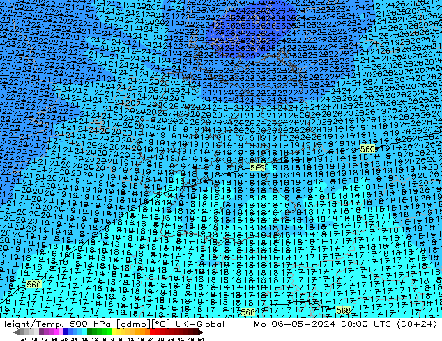 Height/Temp. 500 hPa UK-Global Mo 06.05.2024 00 UTC
