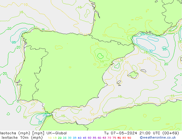 Isotachs (mph) UK-Global Tu 07.05.2024 21 UTC