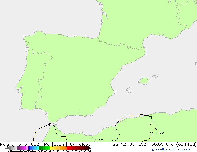 Height/Temp. 950 hPa UK-Global Ne 12.05.2024 00 UTC