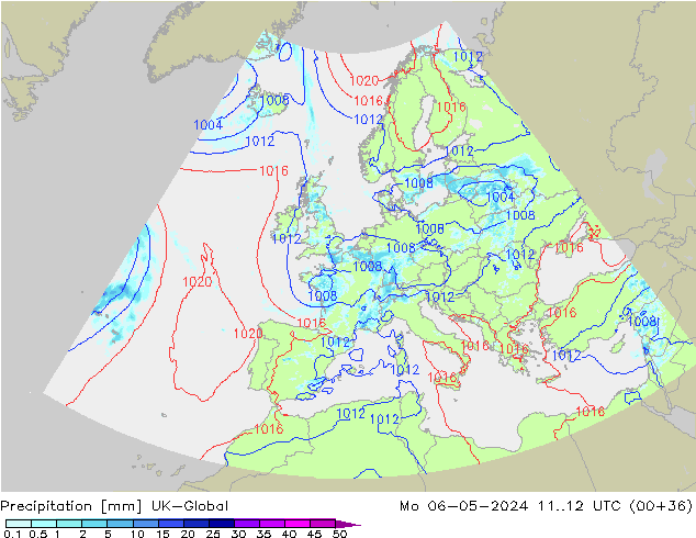 Niederschlag UK-Global Mo 06.05.2024 12 UTC
