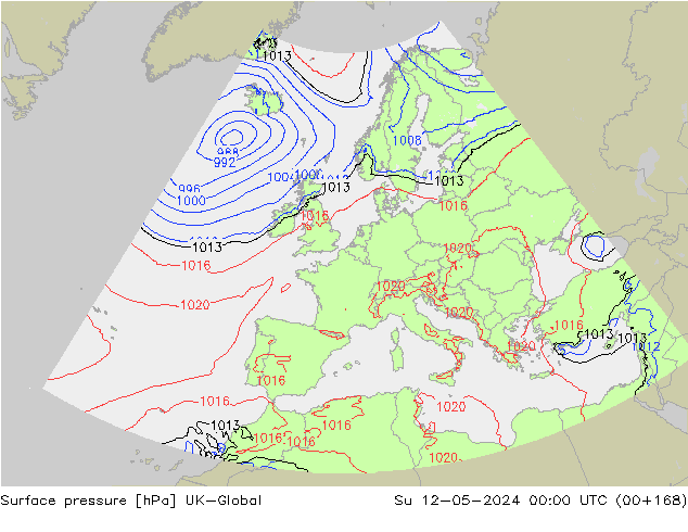 Surface pressure UK-Global Su 12.05.2024 00 UTC