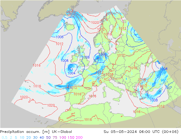 Precipitation accum. UK-Global dom 05.05.2024 06 UTC