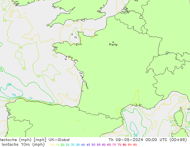 Isotachs (mph) UK-Global Qui 09.05.2024 00 UTC