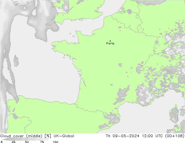 Nubes medias UK-Global jue 09.05.2024 12 UTC