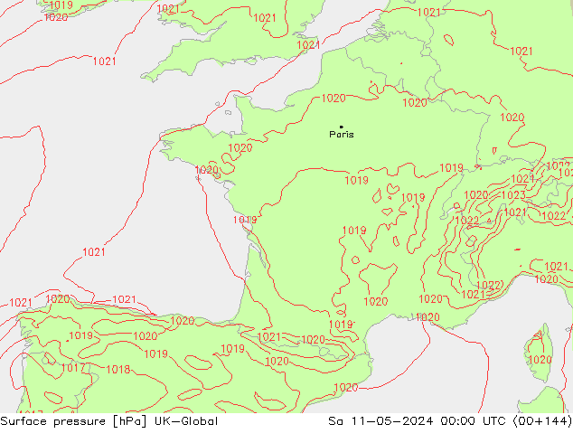 Surface pressure UK-Global Sa 11.05.2024 00 UTC