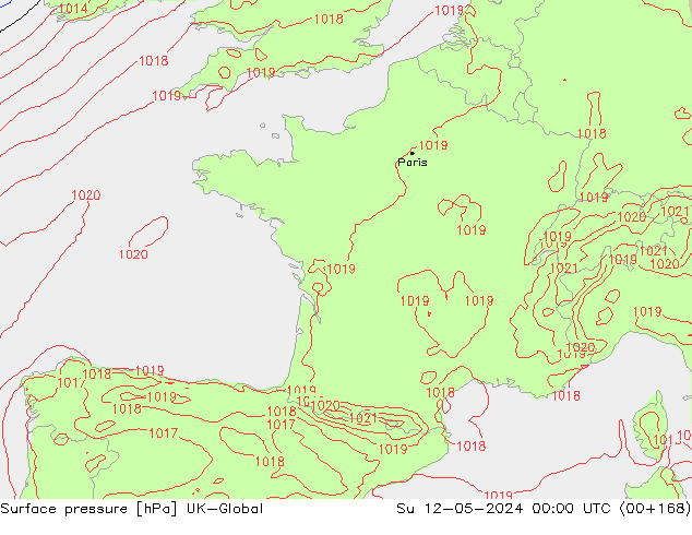 Surface pressure UK-Global Su 12.05.2024 00 UTC