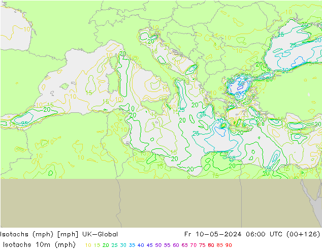 Isotachs (mph) UK-Global Pá 10.05.2024 06 UTC