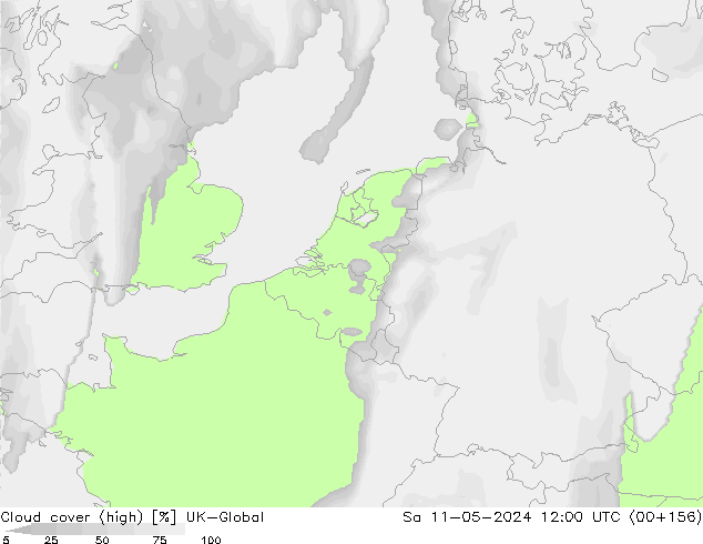 Cloud cover (high) UK-Global Sa 11.05.2024 12 UTC