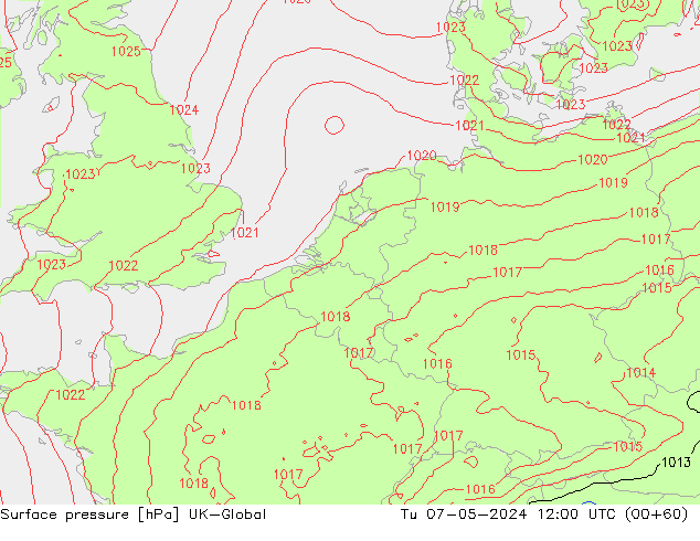 приземное давление UK-Global вт 07.05.2024 12 UTC