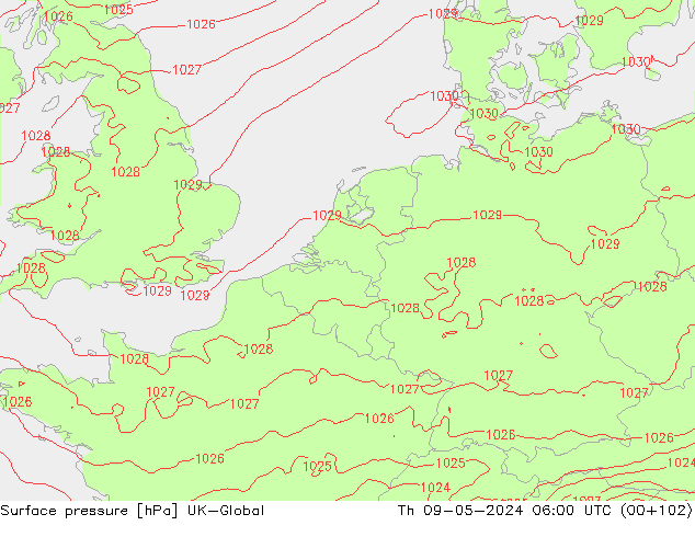 приземное давление UK-Global чт 09.05.2024 06 UTC